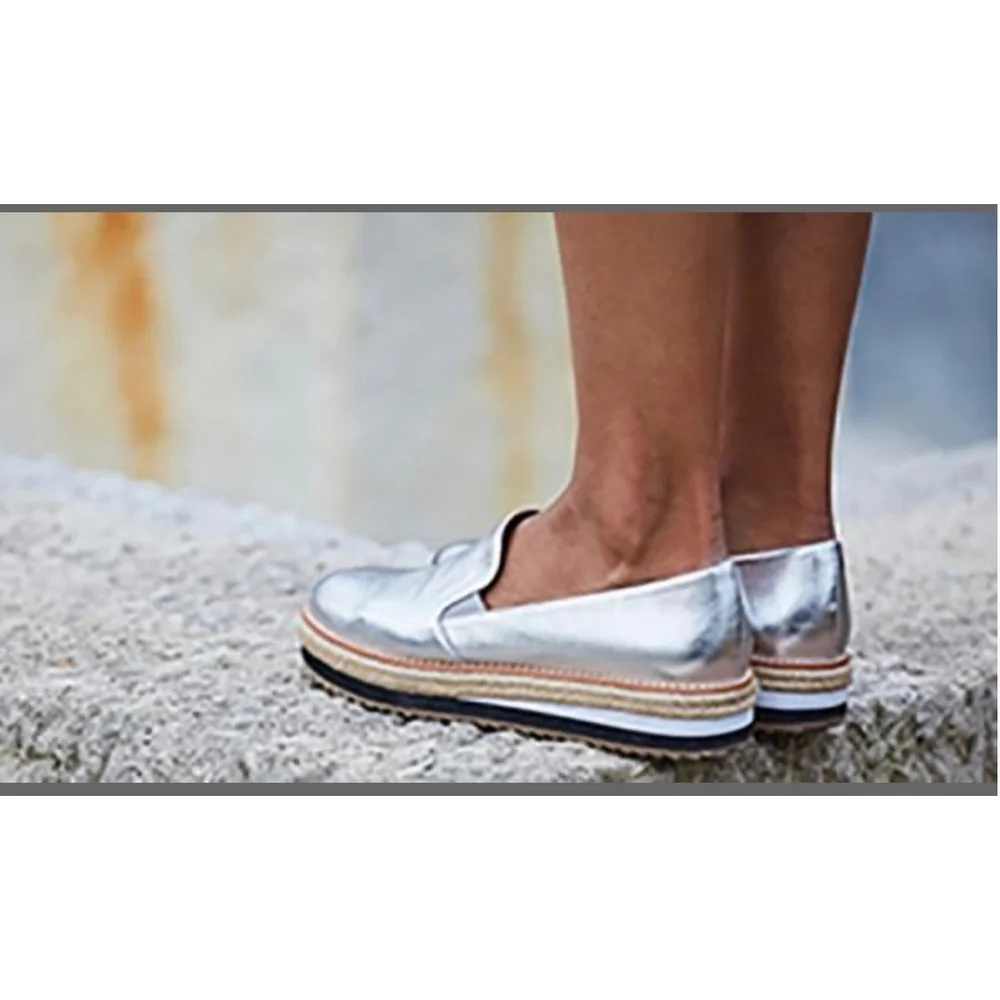 Crown Vintage Bina Silver Platform Espadrille Loafers Size 8